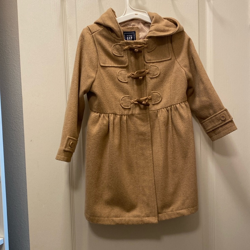 GAP Kids Size 4T Camel Pea Coat w/ Wooden Buttons